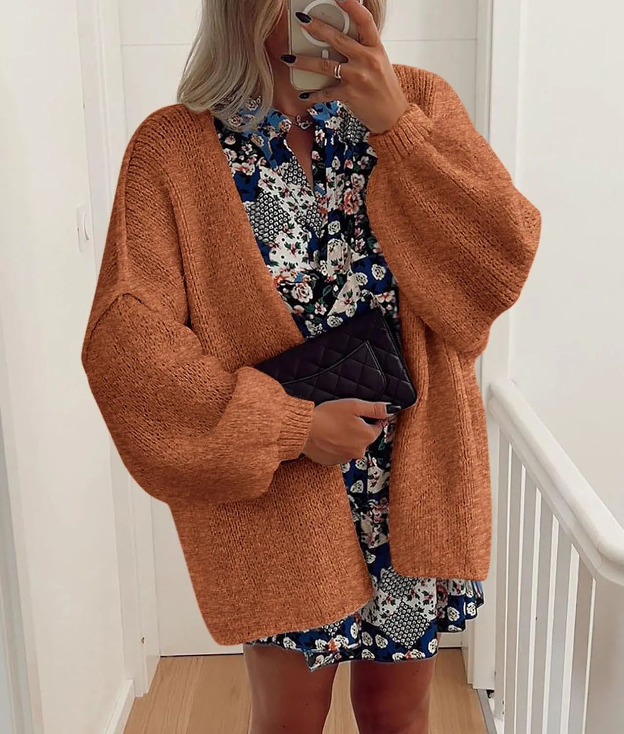 PRETTYGARDEN Womens Oversized Cardigan Sweaters 2025 Fall Long Lantern Sleeve Knit Open Front Lightweight Sweater