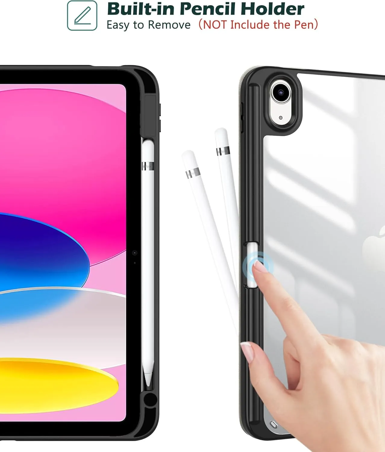 ProCase for iPad (A16) 11th Generation 11 Inch 2025/10th Generation 10.9 Inch 2022 Case with Pencil Holder, Hybrid iPad 11 10 Case with Clear Back, Supports Auto Wake/Sleep -Bluemarble
