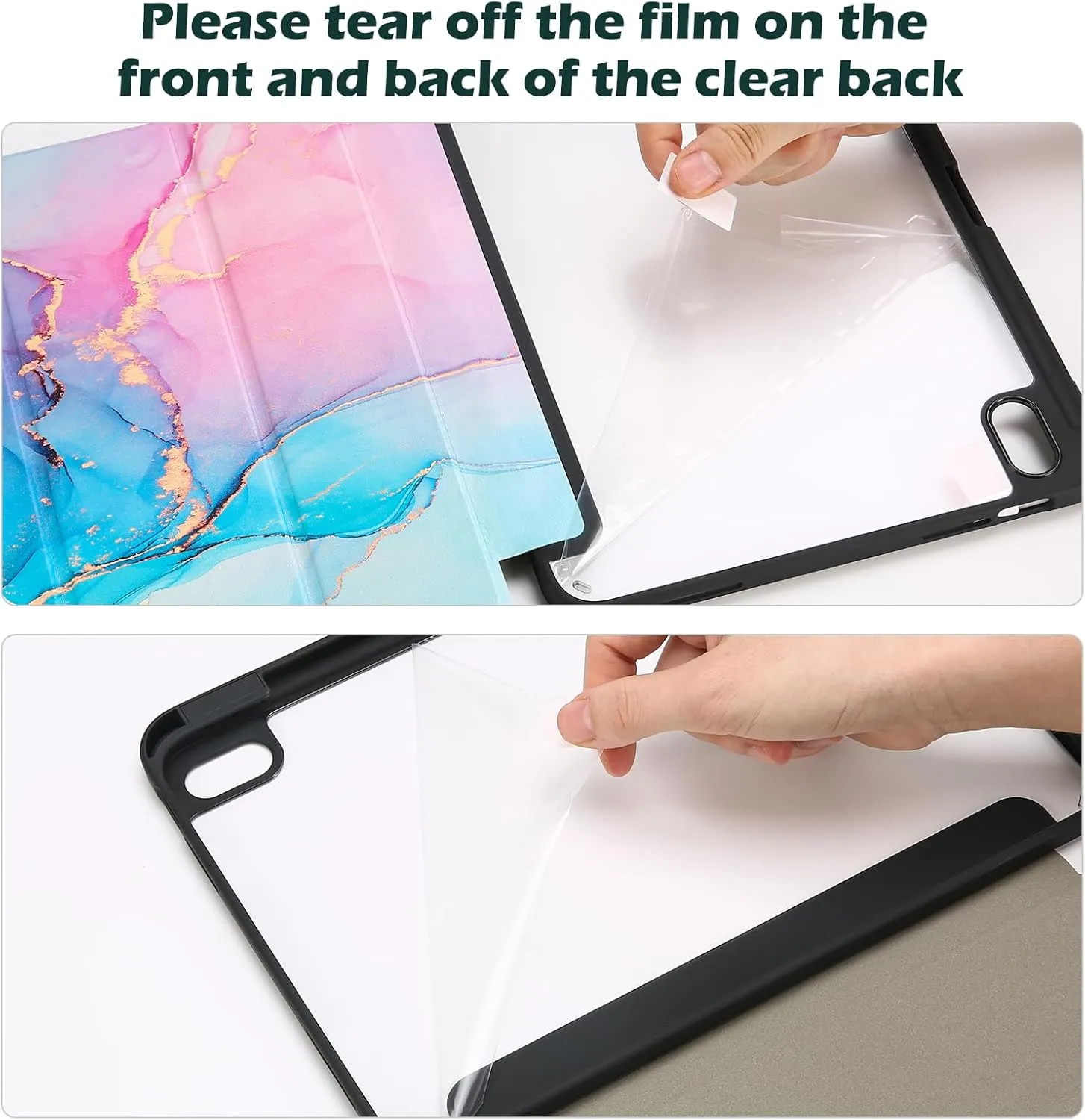 ProCase for iPad (A16) 11th Generation 11 Inch 2025/10th Generation 10.9 Inch 2022 Case with Pencil Holder, Hybrid iPad 11 10 Case with Clear Back, Supports Auto Wake/Sleep -Bluemarble