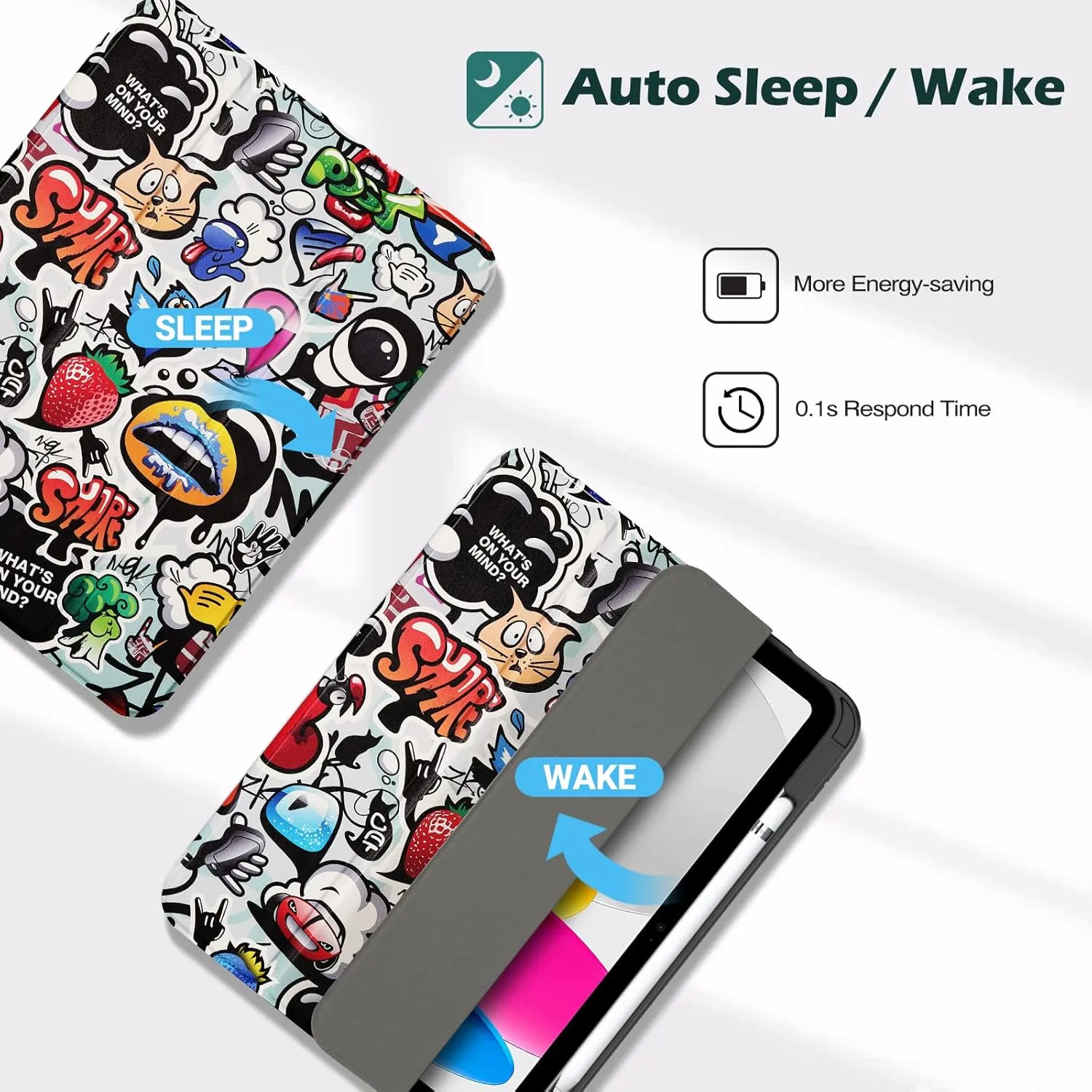 ProCase for iPad (A16) 11th Generation 11 Inch 2025/10th Generation 10.9 Inch 2022 Case with Pencil Holder, Hybrid iPad 11 10 Case with Clear Back, Supports Auto Wake/Sleep -Comics