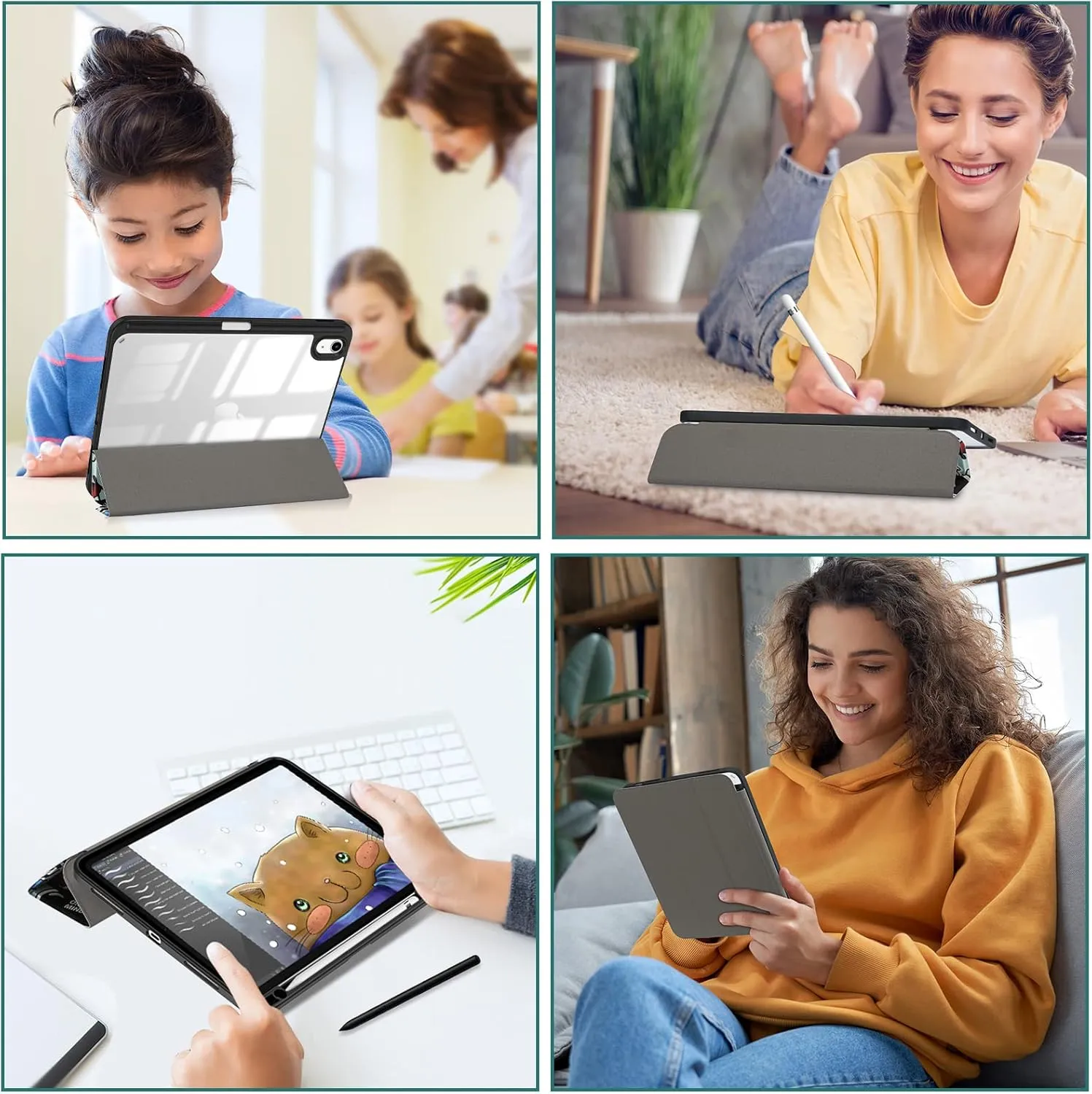 ProCase for iPad (A16) 11th Generation 11 Inch 2025/10th Generation 10.9 Inch 2022 Case with Pencil Holder, Hybrid iPad 11 10 Case with Clear Back, Supports Auto Wake/Sleep -Comics