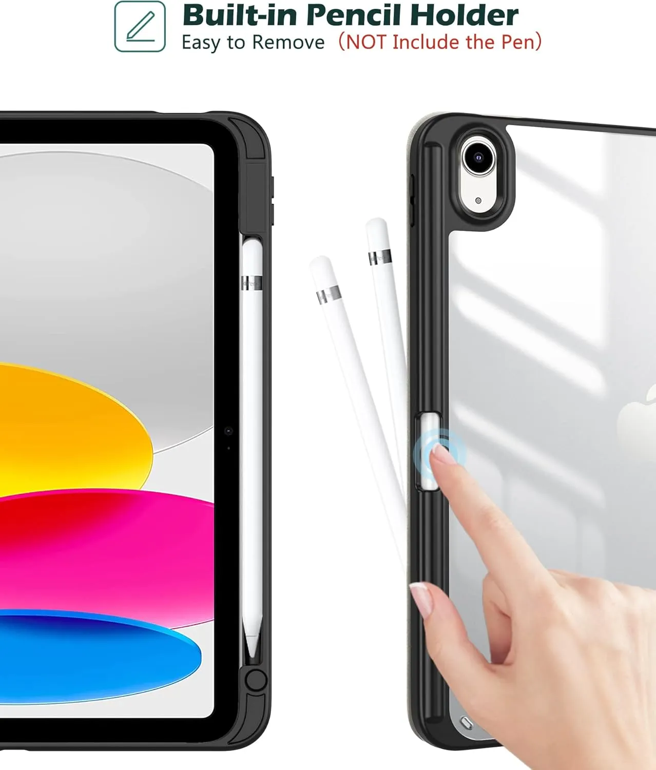ProCase for iPad (A16) 11th Generation 11 Inch 2025/10th Generation 10.9 Inch 2022 Case with Pencil Holder, Hybrid iPad 11 10 Case with Clear Back, Supports Auto Wake/Sleep -Comics