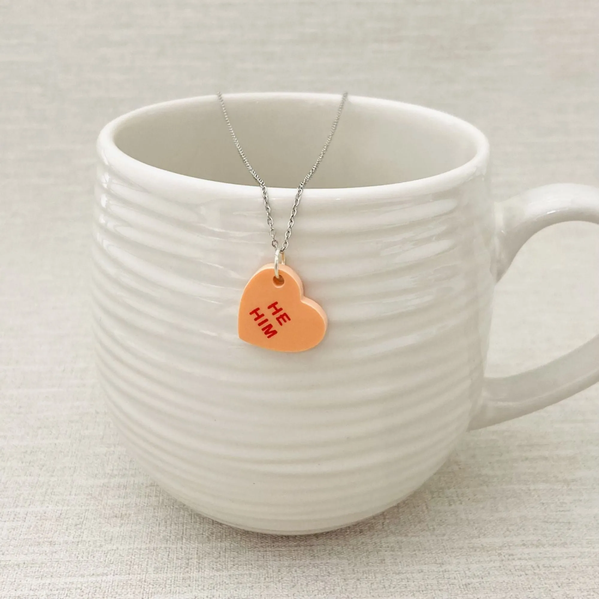 Pronoun Candy Heart Necklace