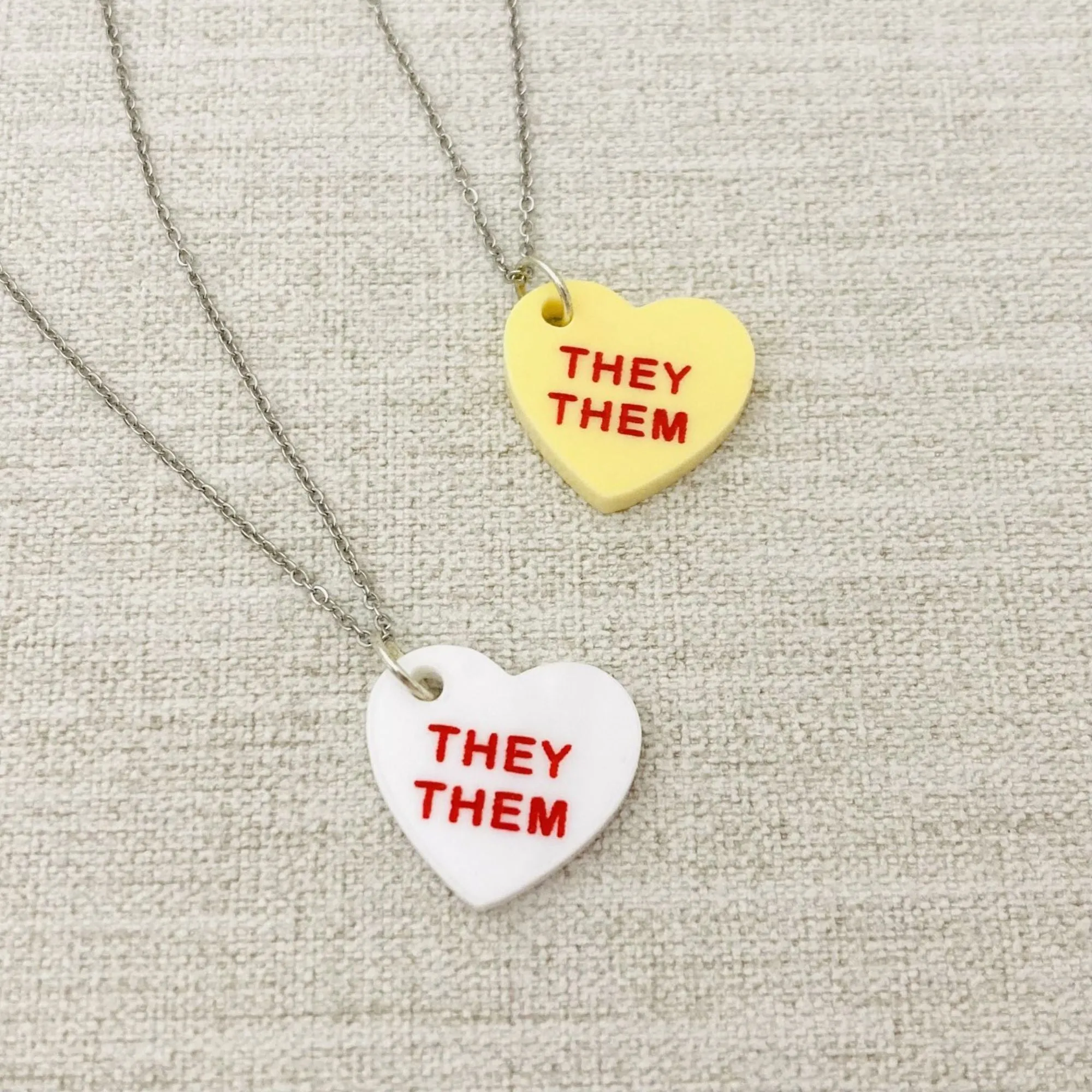 Pronoun Candy Heart Necklace