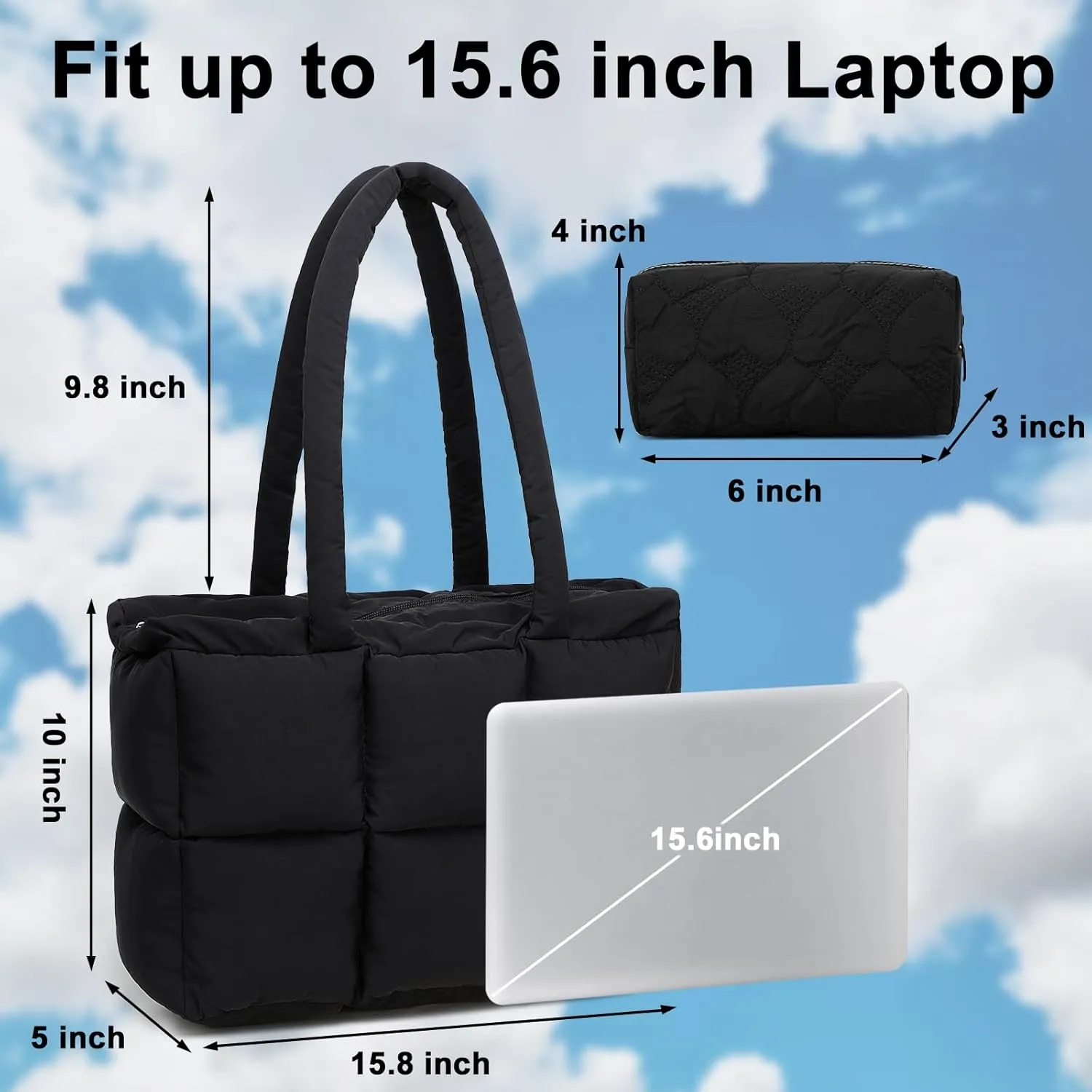 Puffer Tote Bag, Quilted Puffy Purse, Cute Padded Winter Shoulder Bags, Lightweight Down Handbag for Women Work Travel