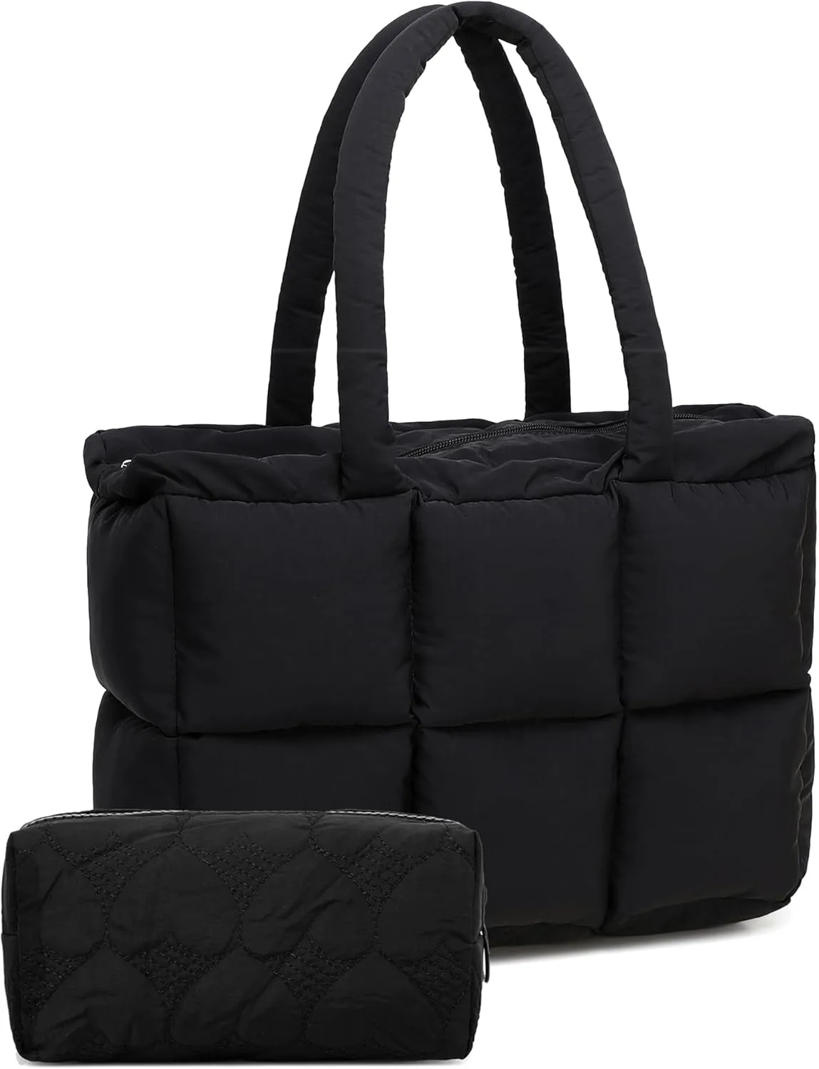 Puffer Tote Bag, Quilted Puffy Purse, Cute Padded Winter Shoulder Bags, Lightweight Down Handbag for Women Work Travel