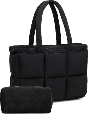 Puffer Tote Bag, Quilted Puffy Purse, Cute Padded Winter Shoulder Bags, Lightweight Down Handbag for Women Work Travel