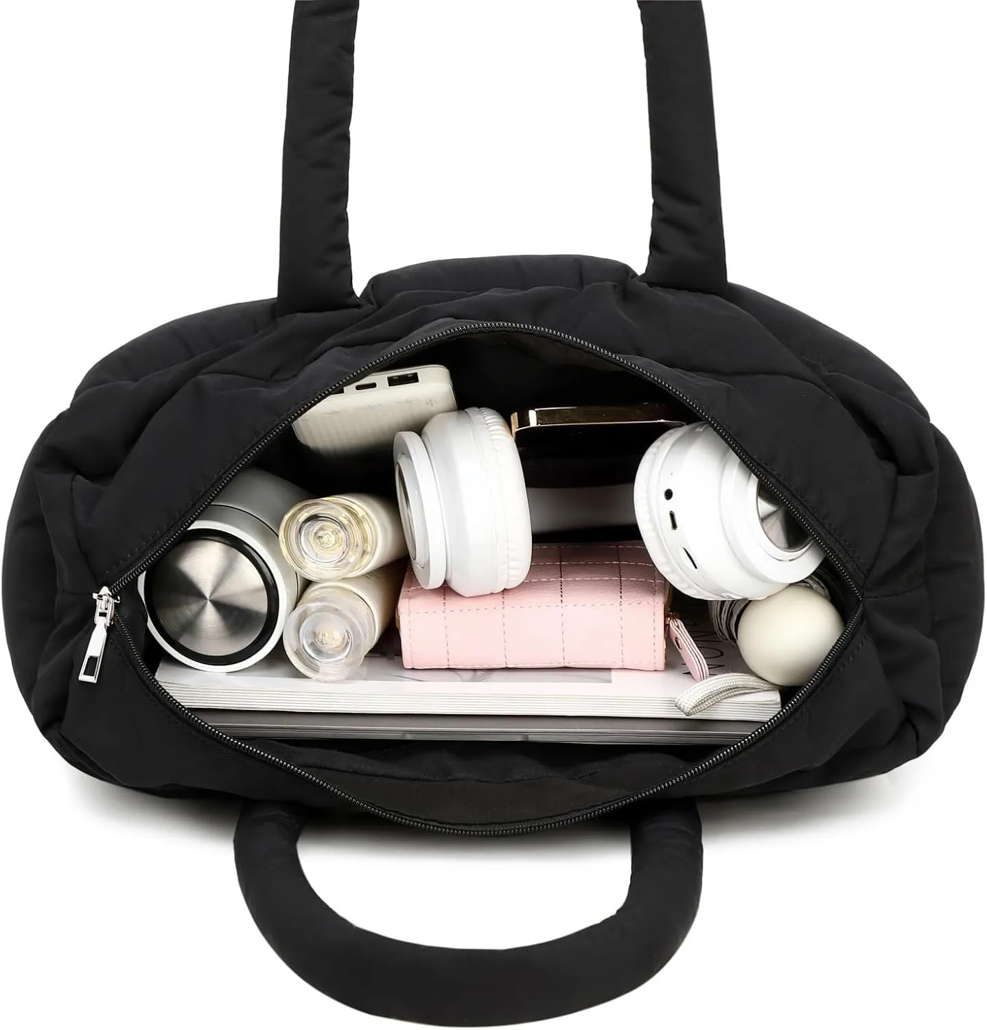 Puffer Tote Bag, Quilted Puffy Purse, Cute Padded Winter Shoulder Bags, Lightweight Down Handbag for Women Work Travel