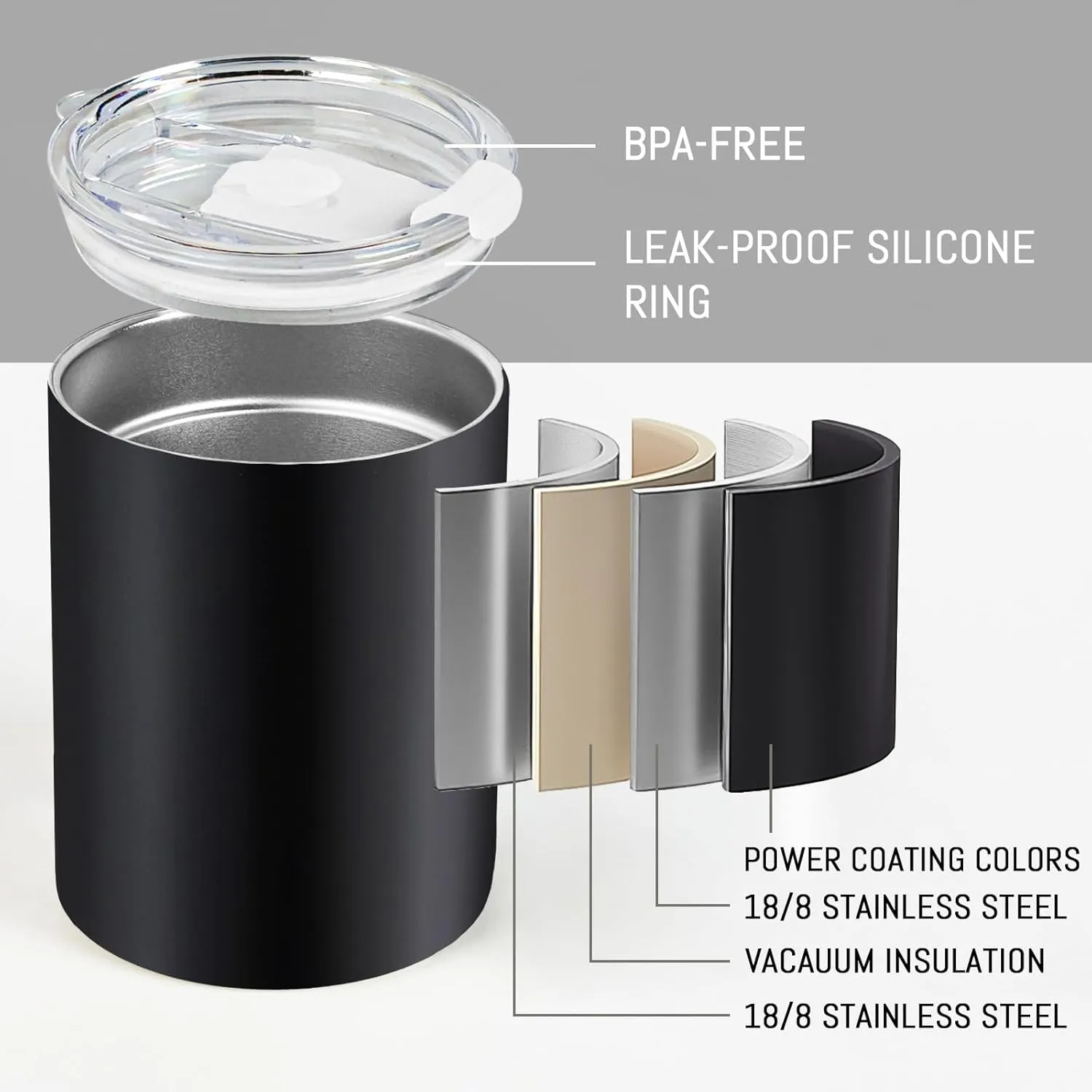 Puraville 4 Pack 12 oz Insulated Tumbler with Lid and Straw, Stainless Steel Double Walled Coffee Cup with Lid set of 4, Vacuum Reusable Leak Proof Travel Coffee Mug for Multiple Occasions