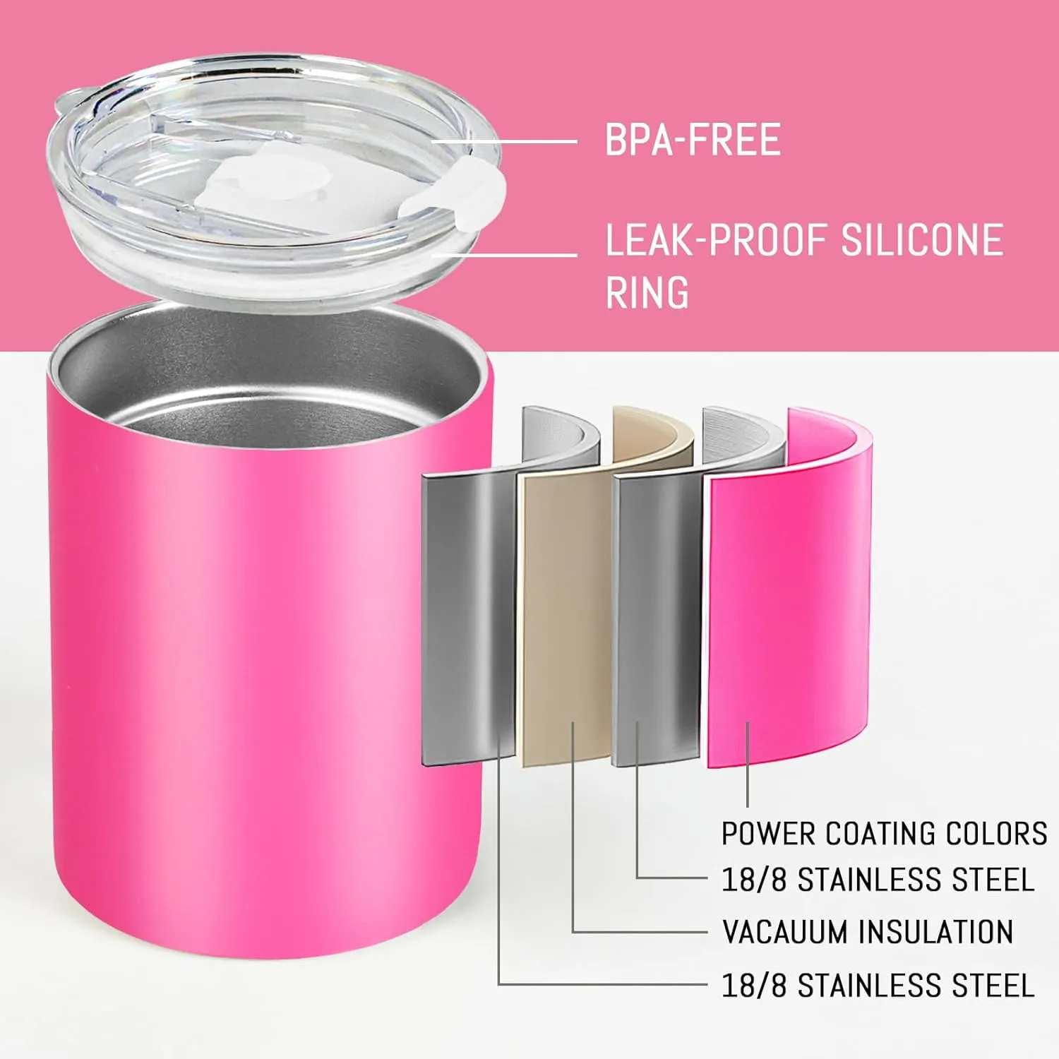 Puraville 4 Pack 12 oz Insulated Tumbler with Lid and Straw, Stainless Steel Double Walled Coffee Cup with Lid set of 4, Vacuum Reusable Leak Proof Travel Coffee Mug for Multiple Occasions