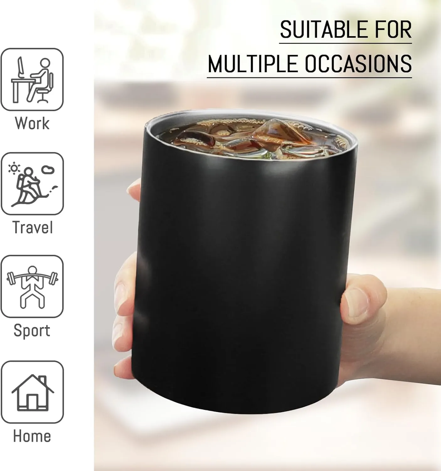 Puraville 4 Pack 12 oz Insulated Tumbler with Lid and Straw, Stainless Steel Double Walled Coffee Cup with Lid set of 4, Vacuum Reusable Leak Proof Travel Coffee Mug for Multiple Occasions