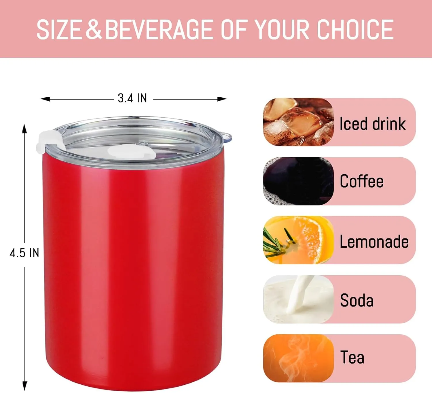 Puraville 4 Pack 12 oz Insulated Tumbler with Lid and Straw, Stainless Steel Double Walled Coffee Cup with Lid set of 4, Vacuum Reusable Leak Proof Travel Coffee Mug for Multiple Occasions