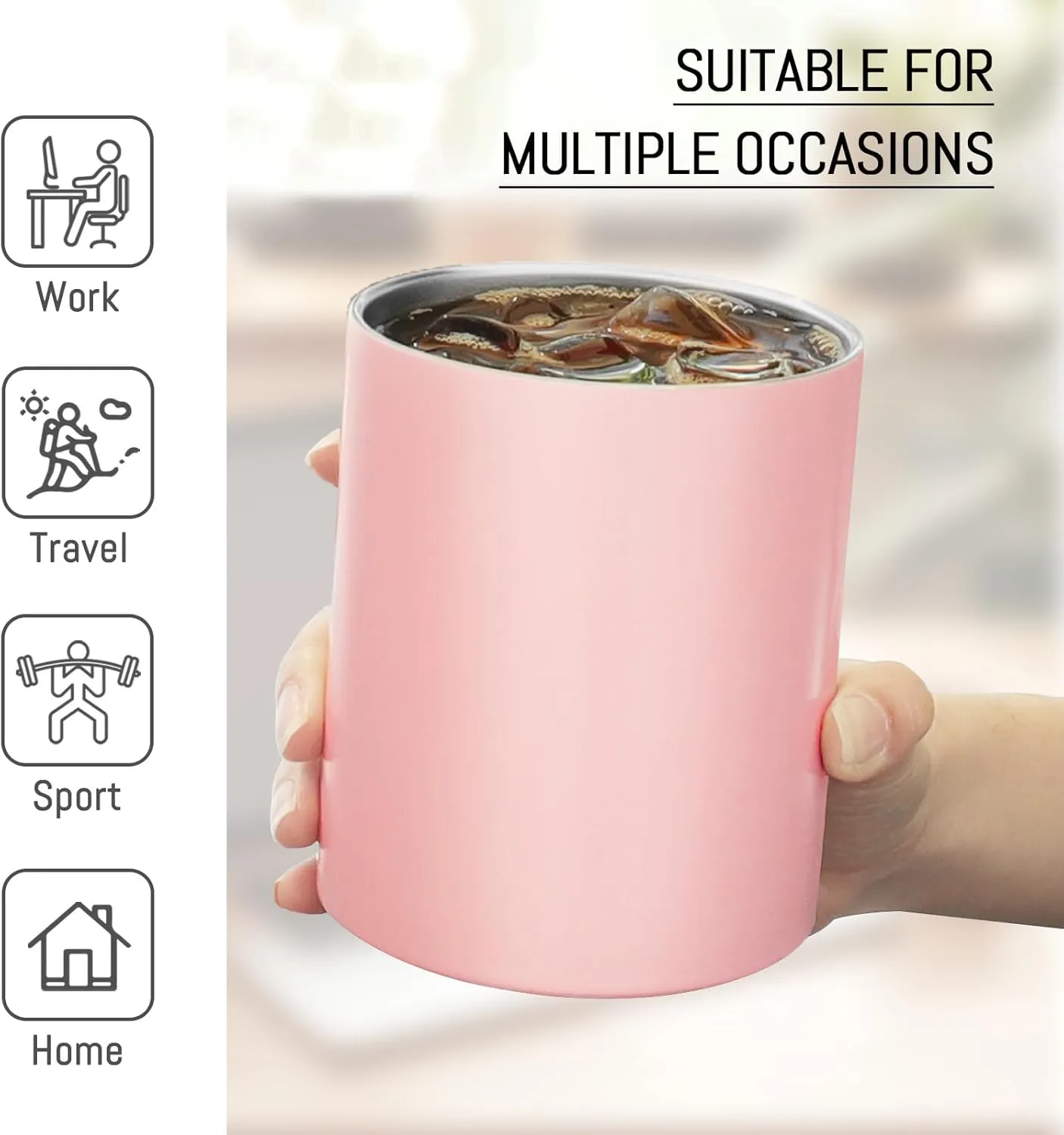 Puraville 4 Pack 12 oz Insulated Tumbler with Lid and Straw, Stainless Steel Double Walled Coffee Cup with Lid set of 4, Vacuum Reusable Leak Proof Travel Coffee Mug for Multiple Occasions