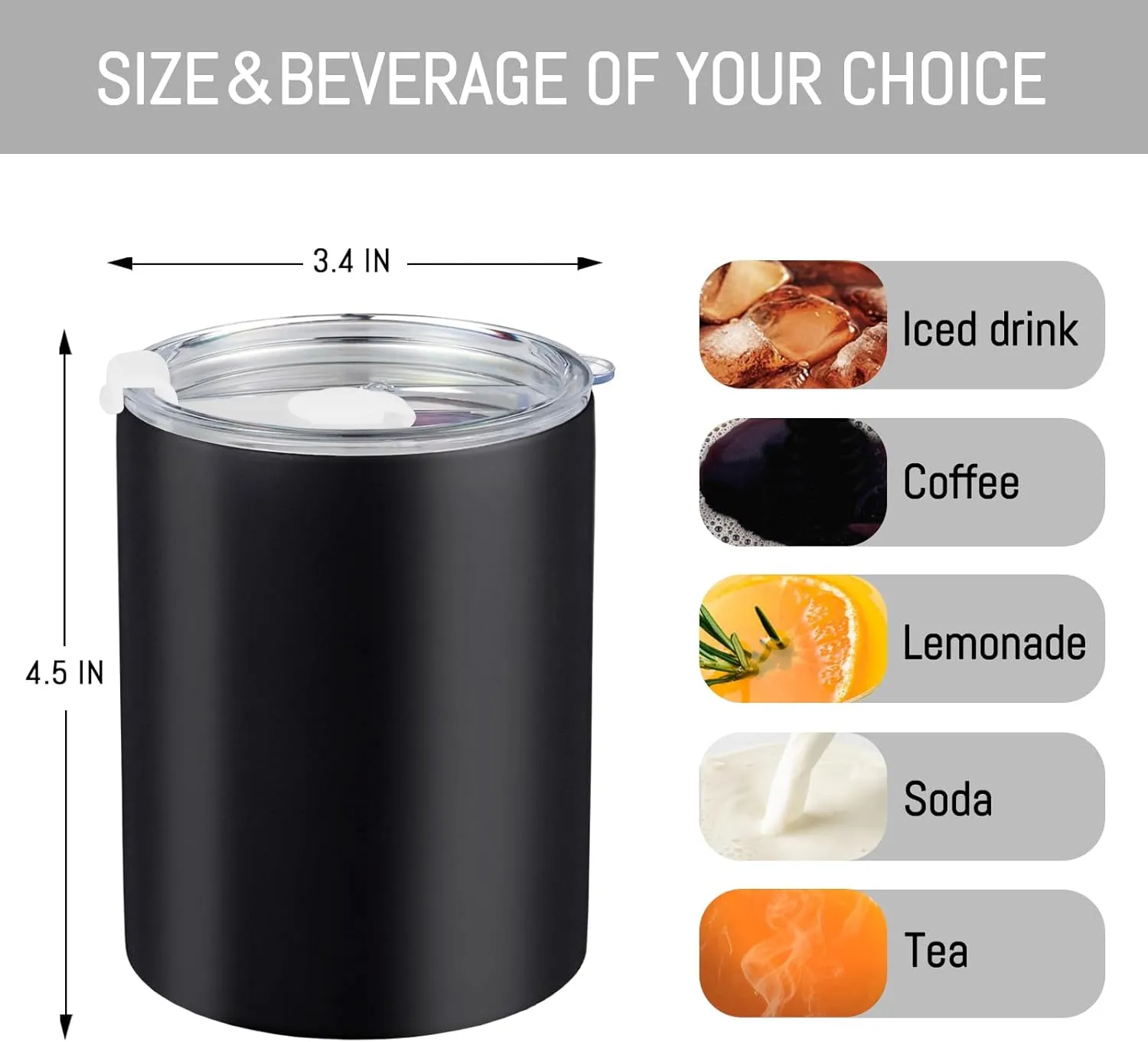 Puraville 4 Pack 12 oz Insulated Tumbler with Lid and Straw, Stainless Steel Double Walled Coffee Cup with Lid set of 4, Vacuum Reusable Leak Proof Travel Coffee Mug for Multiple Occasions