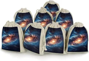 QMNRTK Universe Gala 8 PCS Muslin Bags with Drawstring Sachet Bags Empty Small Cotton Drawstring Bag Muslin Reusable & Washable Cotton Bag for Herb Spice Candy Soap Jewelry Wedding Gift Pouches