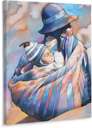 Quechua Women in The Plaza De Armas - Cusco Peru Poster Colorful Watercolor Painting Modern Home Wall Art Room Aesthetic Decor Canvas Print` Poster Decorative Painting Canvas Wall Art Living Room Post
