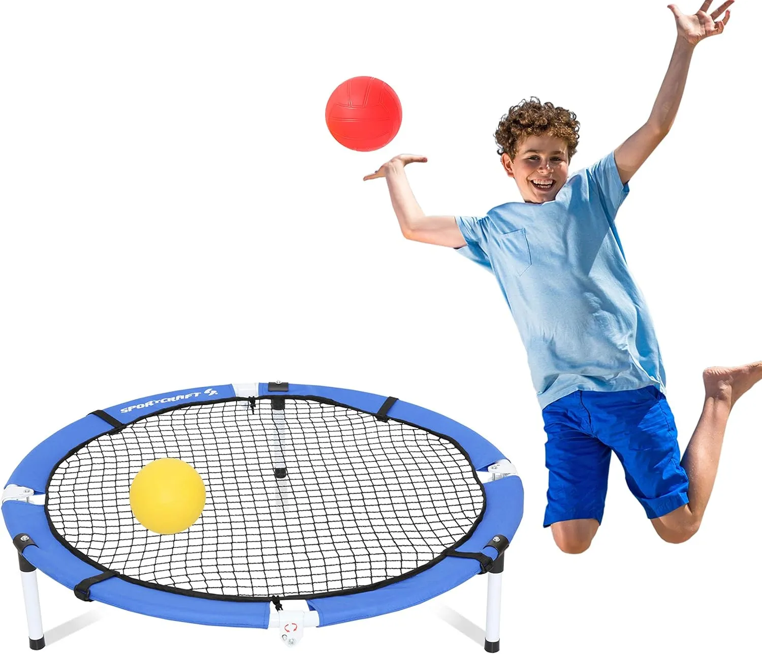 QUICKPLAY Volleyball SLAM Game,Fully Foldable, Includes 2 Spike Balls,Drawstring Bag,Played Outdoors, Indoors, Lawn, Yard, Beach, Tailgate, Park, for Boys, Girls, Teens, Adults, Family