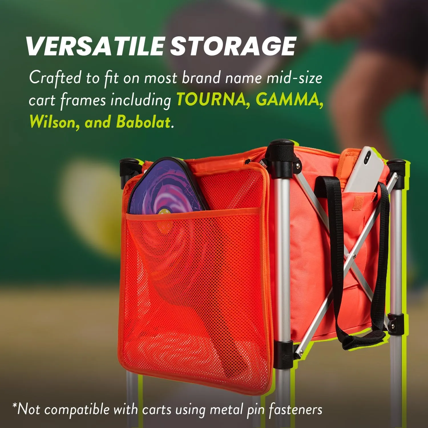 Racket Pets The Ball Tote - Replacement Bag for Tennis and Pickleball Pro Teaching Cart Hopper, Large Tote Bag For 150 Tennis Balls or 100 Pickleballs, Frame Not Included