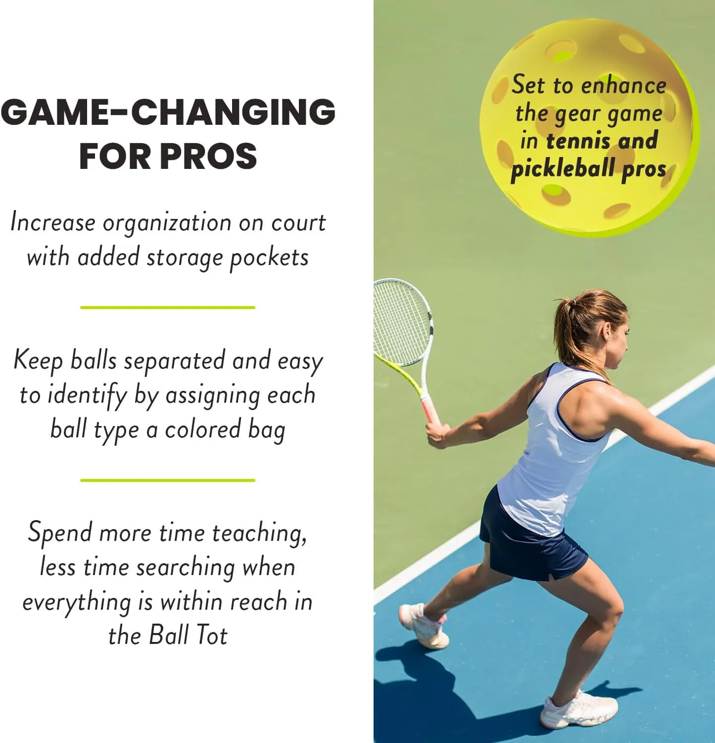 Racket Pets The Ball Tote - Replacement Bag for Tennis and Pickleball Pro Teaching Cart Hopper, Large Tote Bag For 150 Tennis Balls or 100 Pickleballs, Frame Not Included