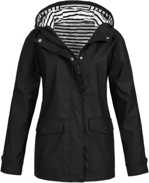 Raincoat for Women Hooded Raincoat Windproof Waterproof Active Outdoor Rain lightweight Jacket