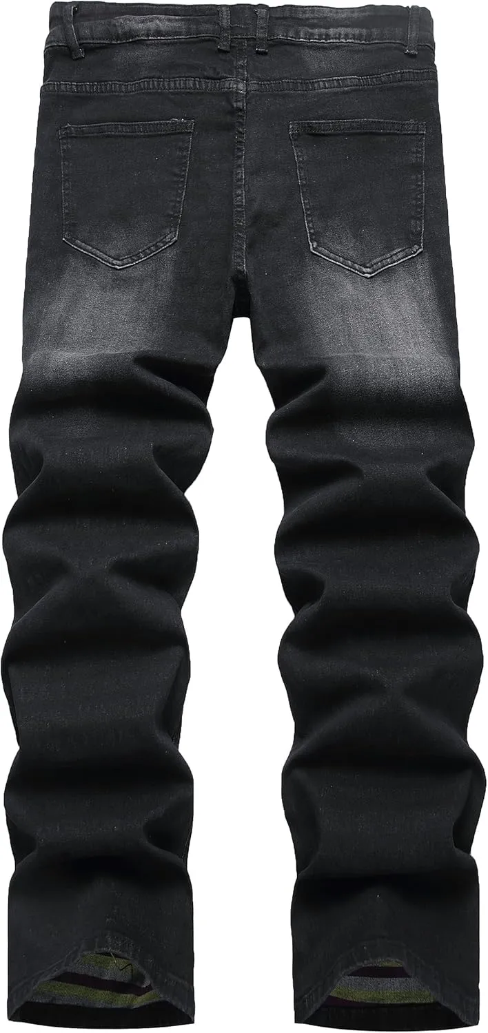 RANMCC Men's Baggy Jeans Loose Straight Fit Y2K Stretch Hip Hop Denim Casual Pants Jeans (Size 30-46)