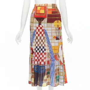 rare ISSEY MIYAKE PLEATS PLEASE Vintage colorful graphic print pleated skirt