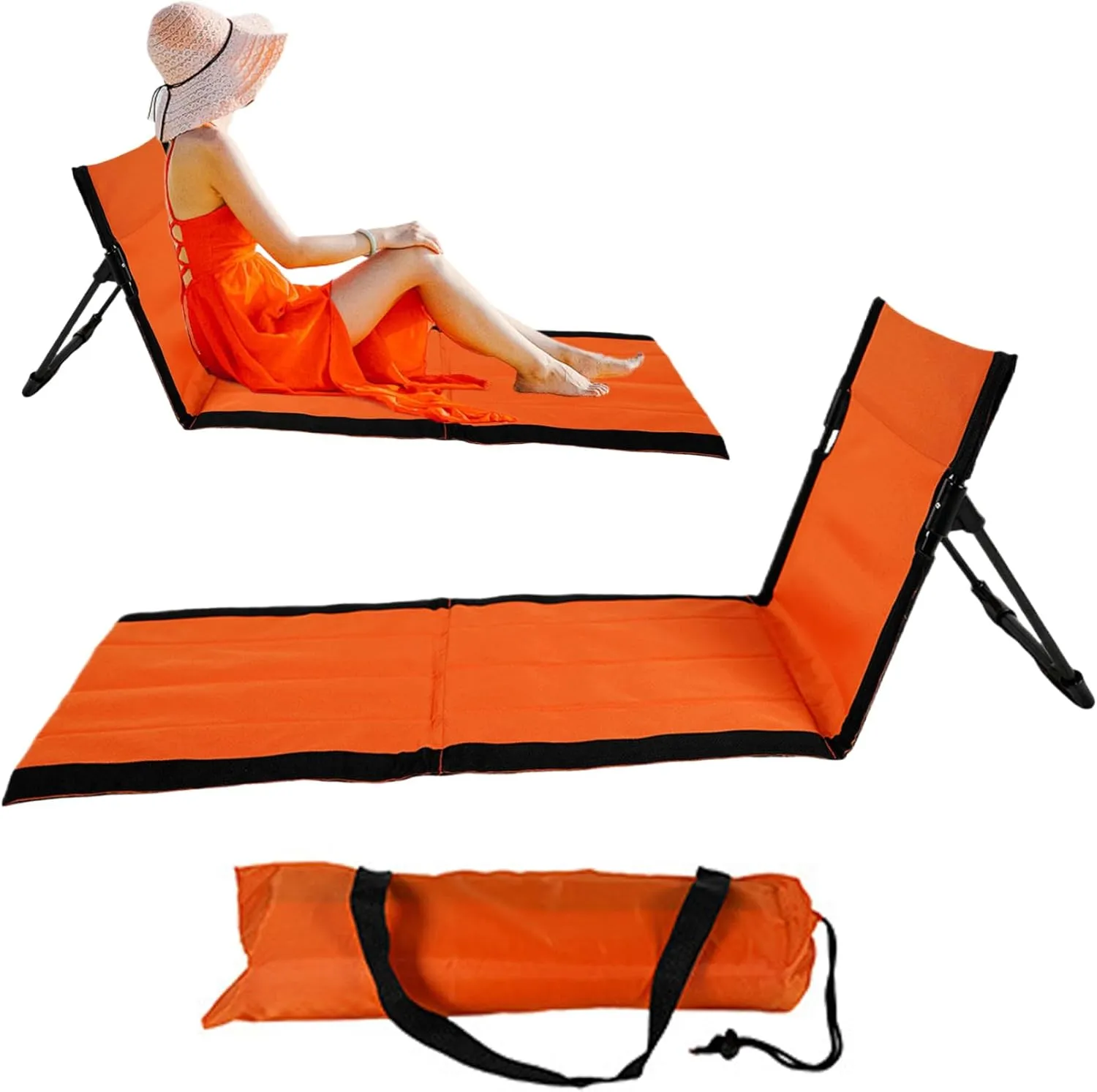 Reclining Beach Mat 15x43.3x15.8/15x26.8x15.8'' Oxford Cloth Waterproof Foldable Beach Lounge Chair Lightweight & Portable Lounger for Adults Holidays Camping Park &
