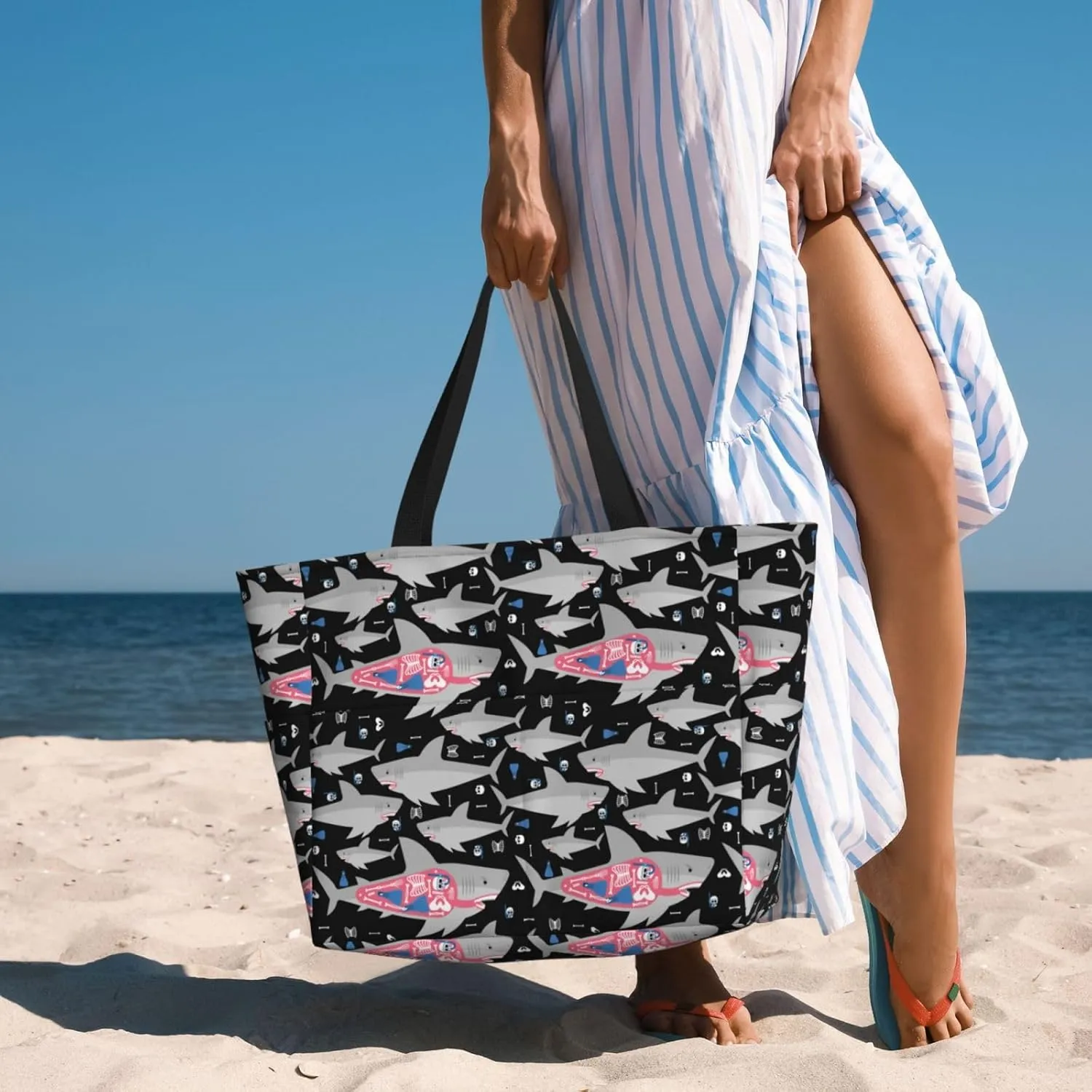 Red Pink Checkered Large Capacity Travel Bag Lightweight Shopping Handbag Beach Tote Bags Casual Work Bag For Women