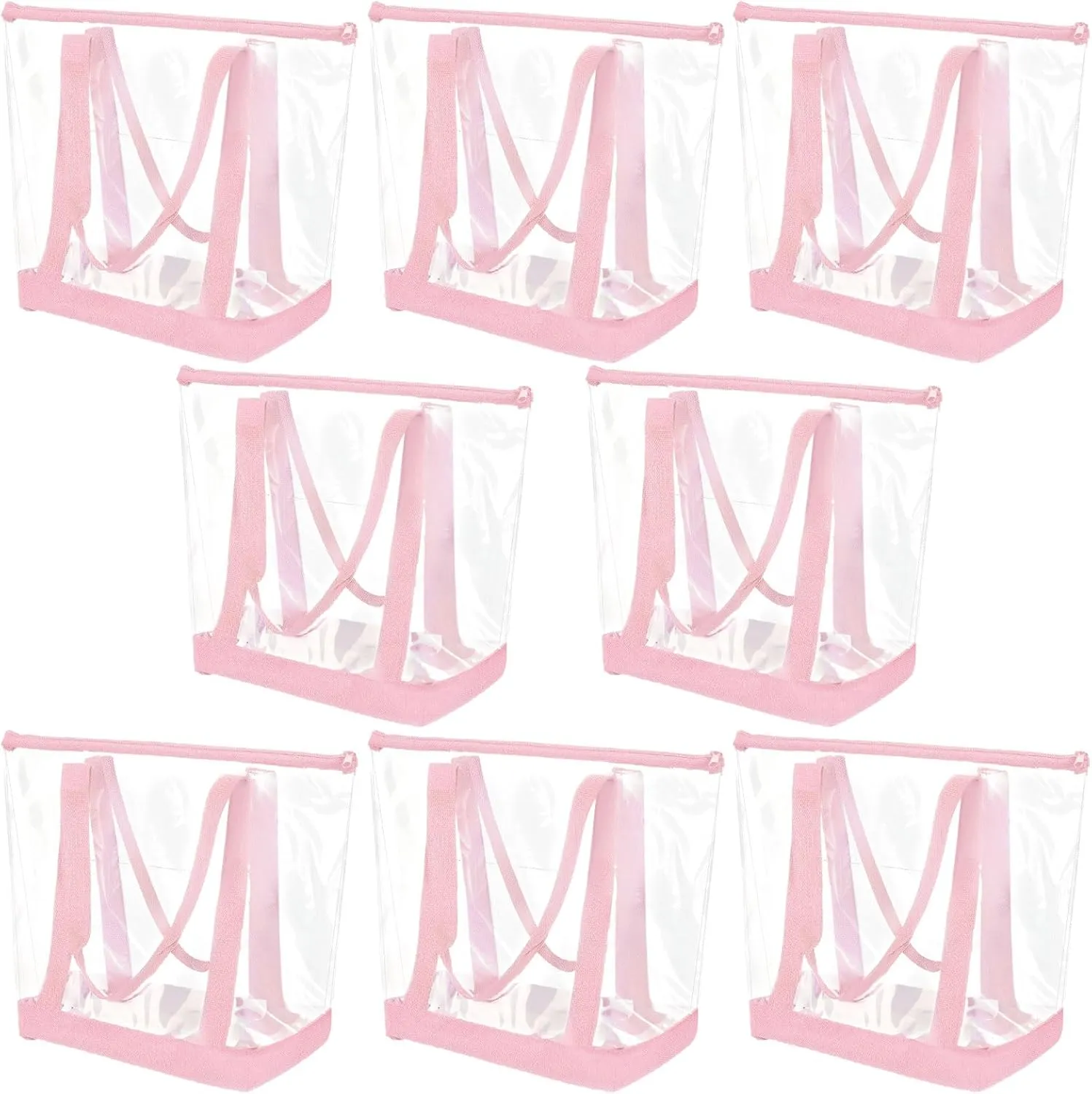 Reginary 8 Pieces Clear Tote Bags Shoulder Handbag Security Approved See Through Bag with Zipper Closure for Travel Work