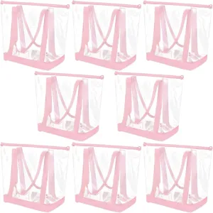 Reginary 8 Pieces Clear Tote Bags Shoulder Handbag Security Approved See Through Bag with Zipper Closure for Travel Work