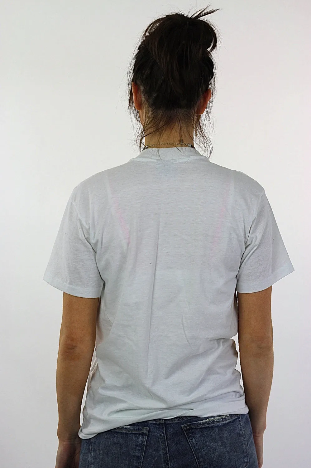 Retro tee shirt Vintage 80s graphic tee white oversize unisex Modesto a la Carte print L