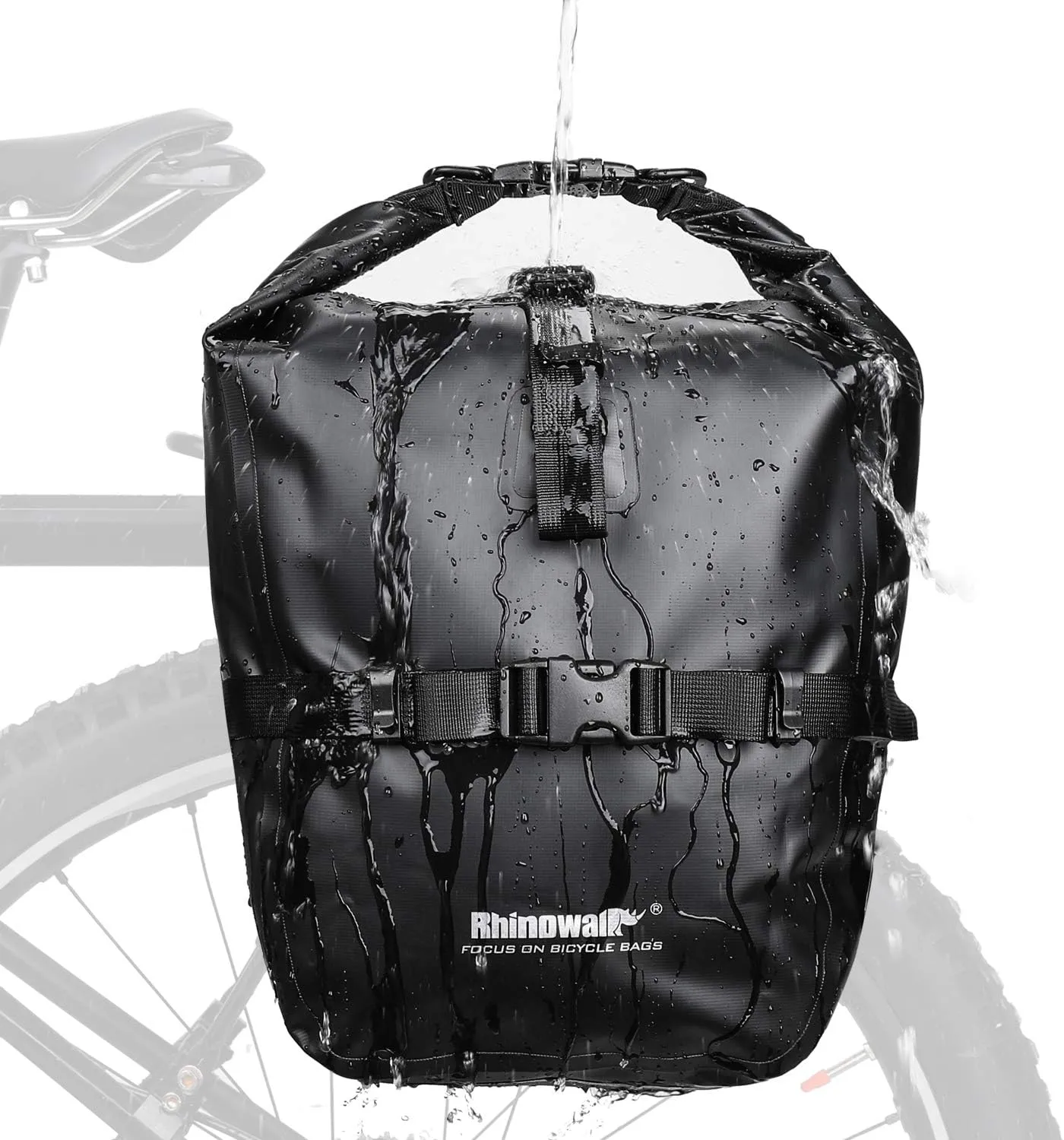 Rhinowalk 20L Bike Pannier Bag Waterproof Bicycle Rear Seat Trunk Bag for Cycling Bicycling Traveling Riding