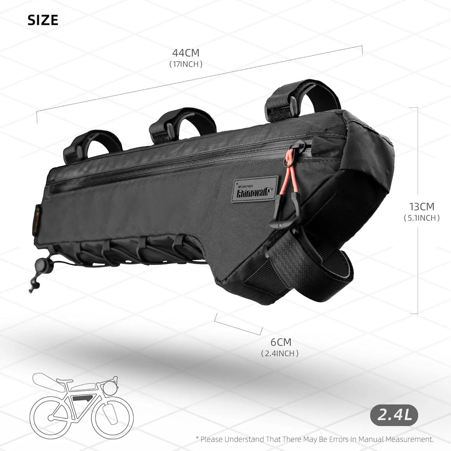 Rhinowalk Bicycle Front Frame Bag Bike Under Top Tube Triangle Waterproof Bag 2.4L Cycling Accessories Nylon Pack Pouch for MTB Road Bike Cycling Commuting and Outdoor Adventures