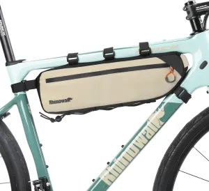 Rhinowalk Bike Frame Bag, Waterproof Bike Triangle Bag, Bicycle Under Top Tube Bag, Corner Pouch Storage Bag, Cycling Accessories, Road Bike Accessories, 2.7L, Beige