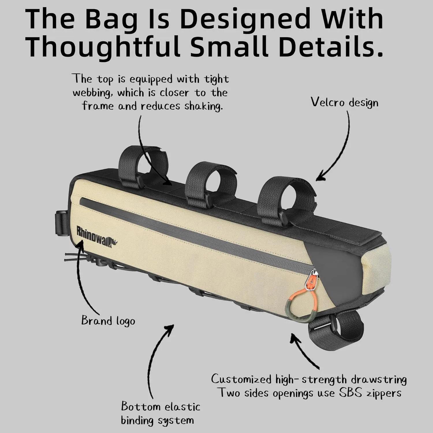 Rhinowalk Bike Frame Bag, Waterproof Bike Triangle Bag, Bicycle Under Top Tube Bag, Corner Pouch Storage Bag, Cycling Accessories, Road Bike Accessories, 2.7L, Black