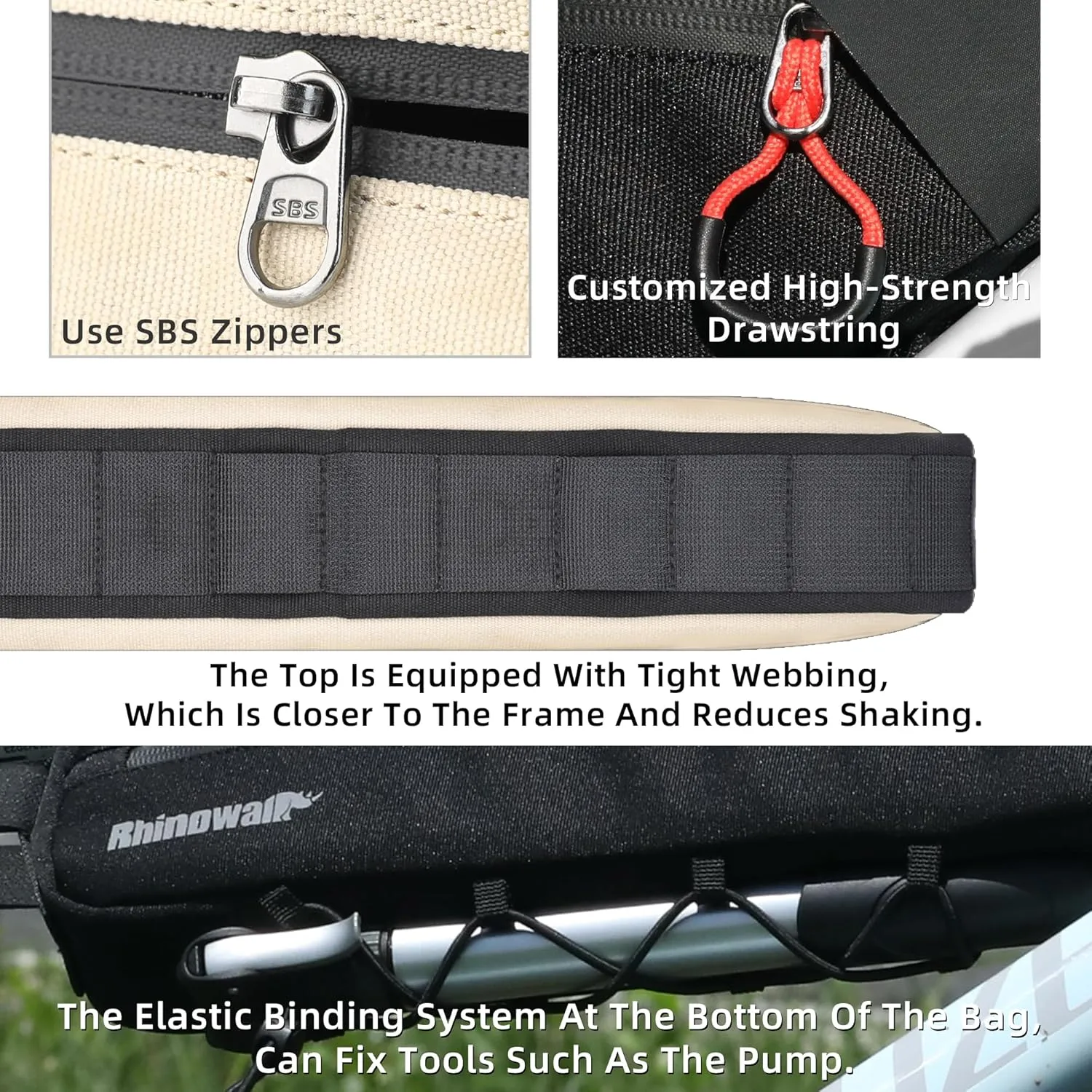 Rhinowalk Bike Frame Bag, Waterproof Bike Triangle Bag, Bicycle Under Top Tube Bag, Corner Pouch Storage Bag, Cycling Accessories, Road Bike Accessories, 2.7L, Black