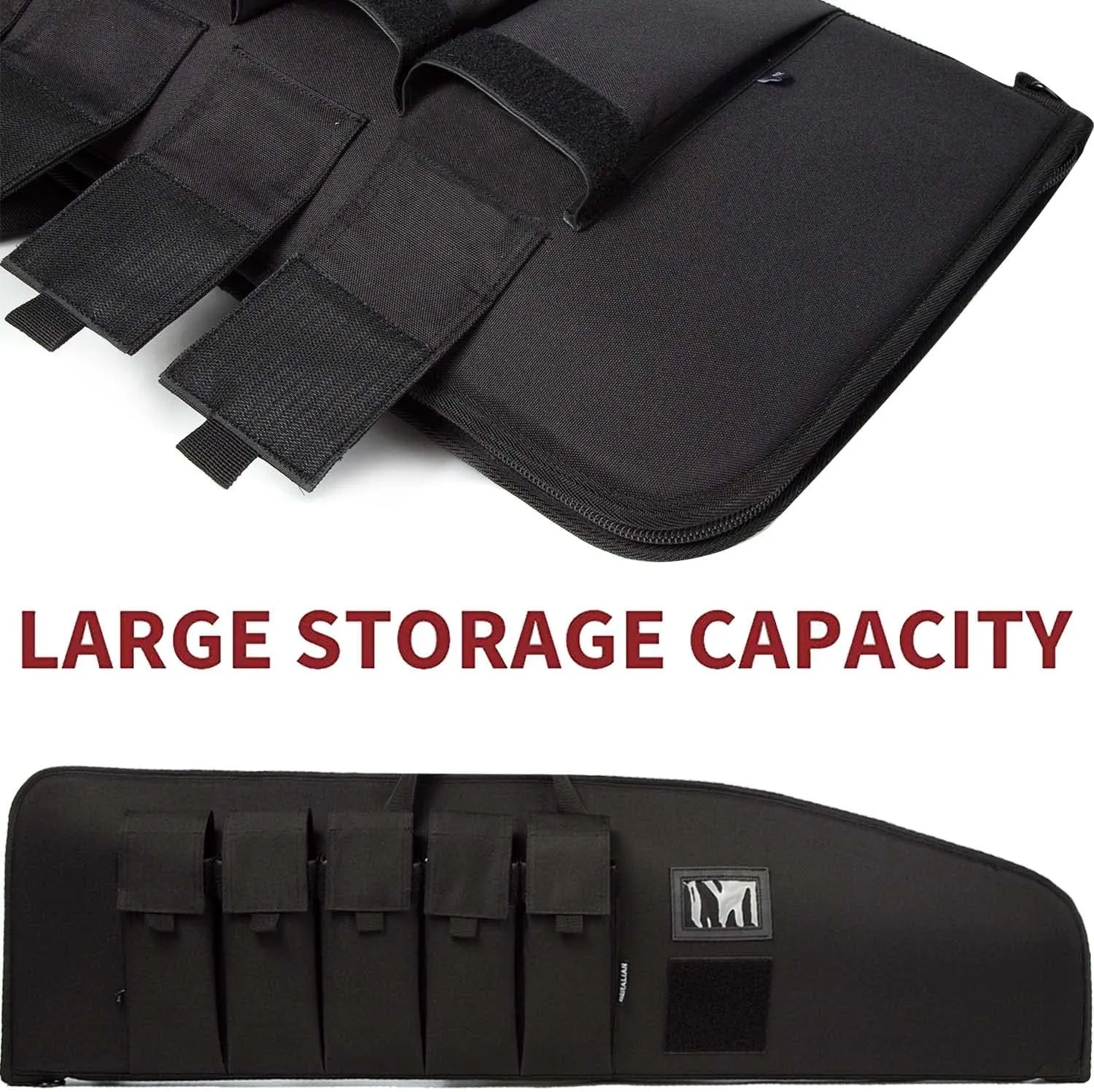 Rifle Case Tactical Rifle Bag with Multiple Magazine Holder Pouch,Lockable Zippers and Adjustable Sling,Available Length in 38" 42".(BLACK, 38inch)