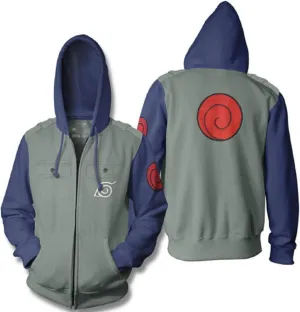 Ripple Junction Naruto Shippuden Men's Authentic Full Zip Hooded Sweatshirt w/Chest Pockets Epaulettes Officially Licensed