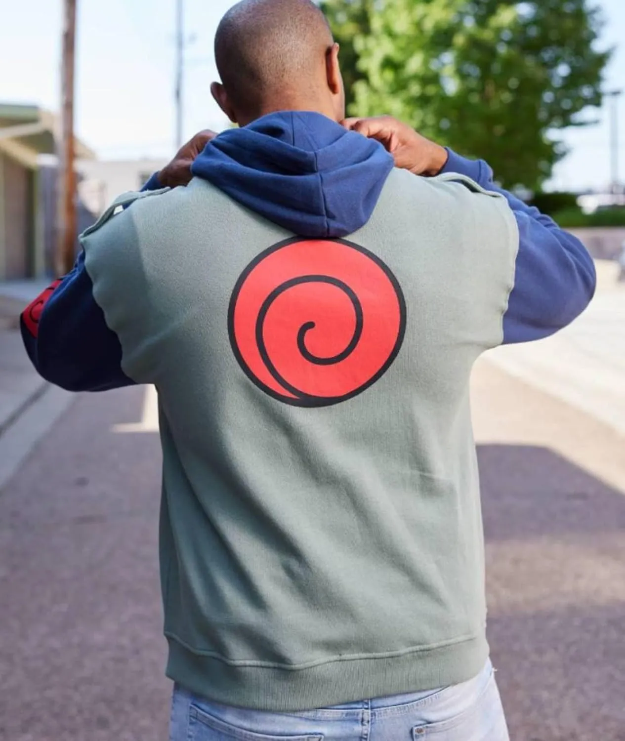 Ripple Junction Naruto Shippuden Men's Authentic Full Zip Hooded Sweatshirt w/Chest Pockets Epaulettes Officially Licensed
