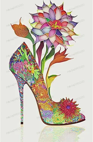RMSGOZO Colorful Floral High Heels Wall Art Posters - Modern Minimalist Abstract Art For Home Decor - 24 X 24 Inch Unframed Printed Wall Art, For Bedroom Decor