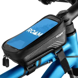 Roam Bike Universal Phone Holder   Waterproof Zipper Storage Case - Fits Smartphones Up To 4" x 7" - Velcro Strap Mounts To Bicycle Frame - Full Touchscreen Capabilities - Black