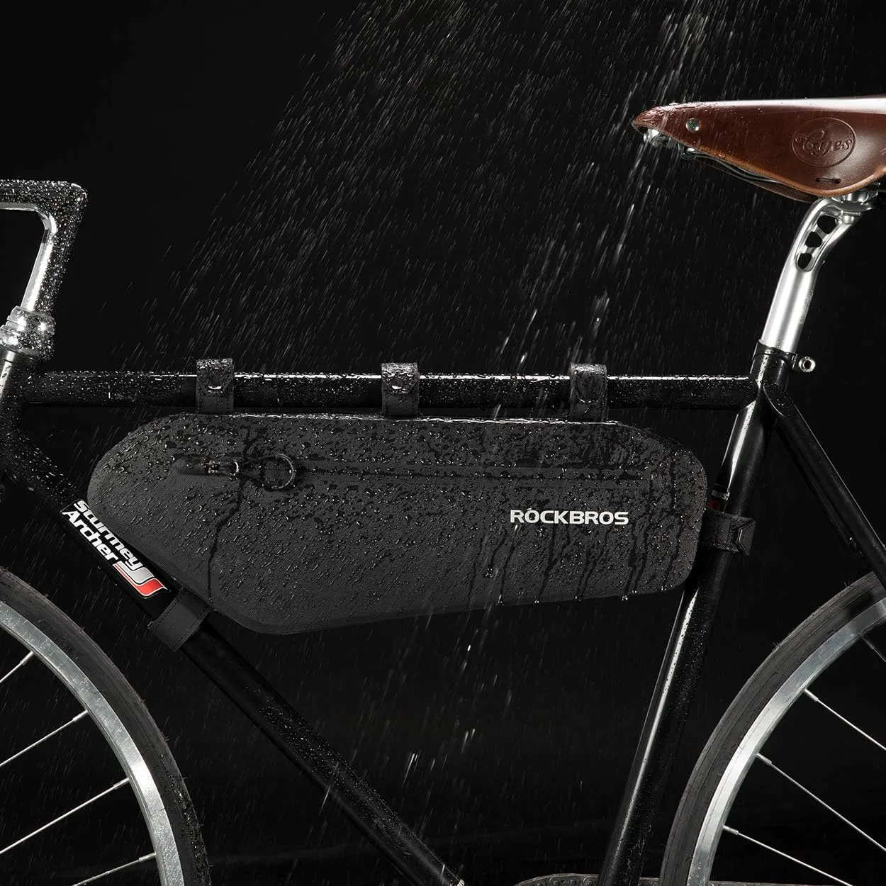 ROCKBROS Bike Frame Bag Waterproof Bike Triangle Bag Bicycle Under Top Tube Bag Corner Pouch Storage Bag Approx. 4 Litres for Cycling Accessories