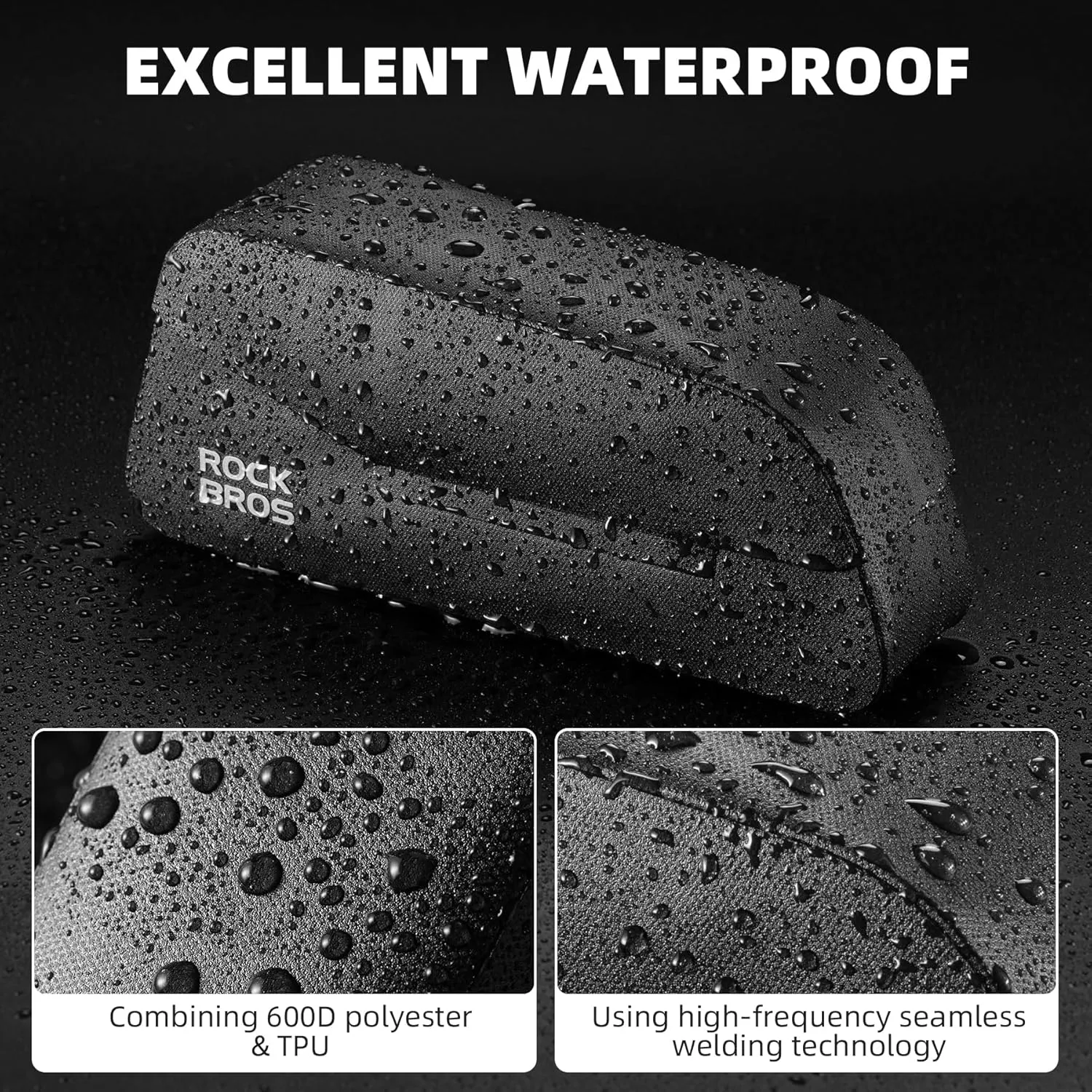 ROCKBROS Bike Frame Bag with Magnetic Flap Top Tube Bike Bag Waterproof Bike Packing Cycling Tools Storage Bag for MTB Road Bike