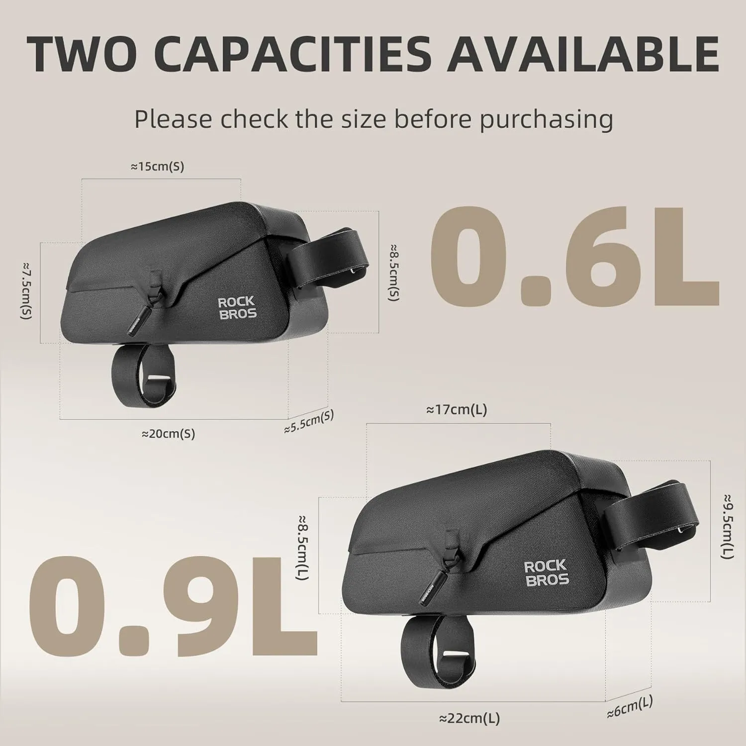ROCKBROS Bike Frame Bag with Magnetic Flap Top Tube Bike Bag Waterproof Bike Packing Cycling Tools Storage Bag for MTB Road Bike