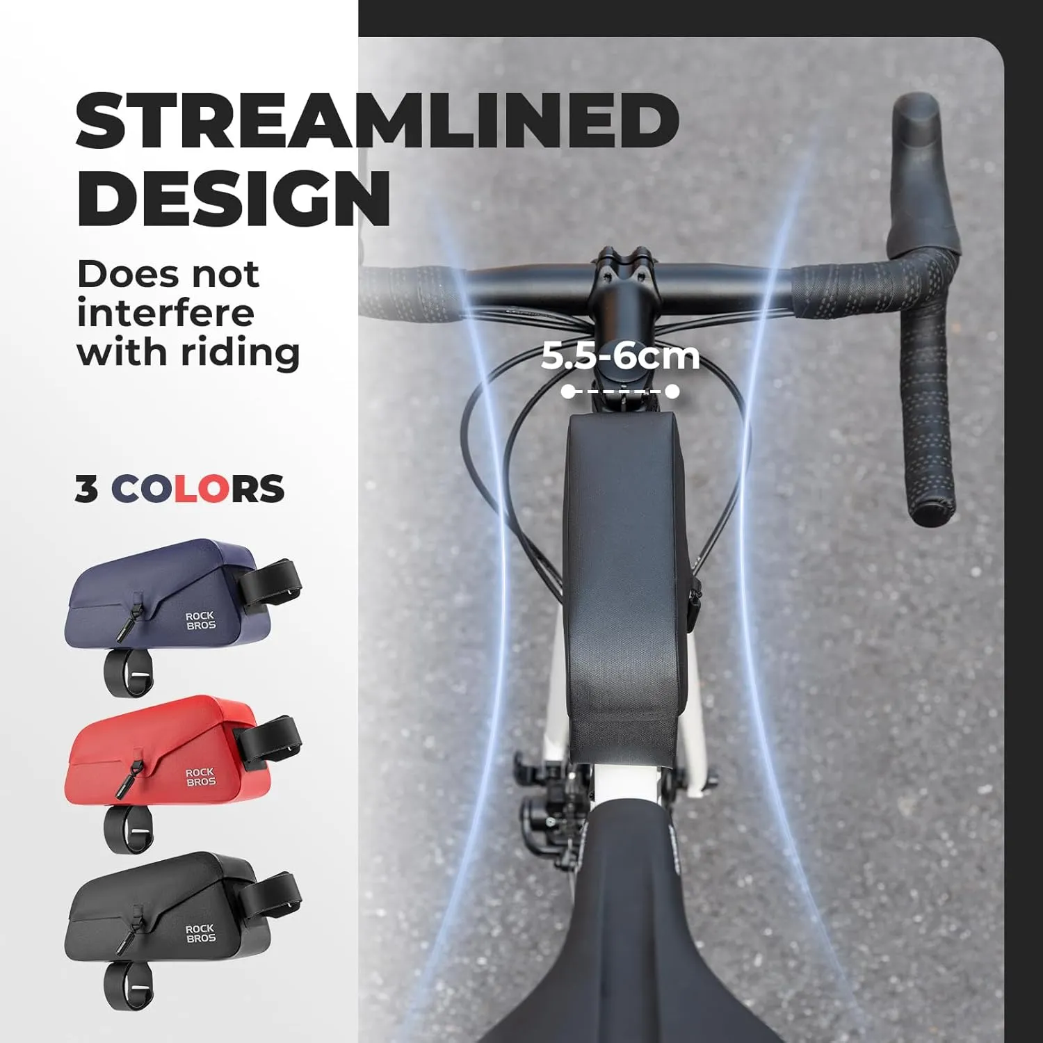 ROCKBROS Bike Frame Bag with Magnetic Flap Top Tube Bike Bag Waterproof Bike Packing Cycling Tools Storage Bag for MTB Road Bike