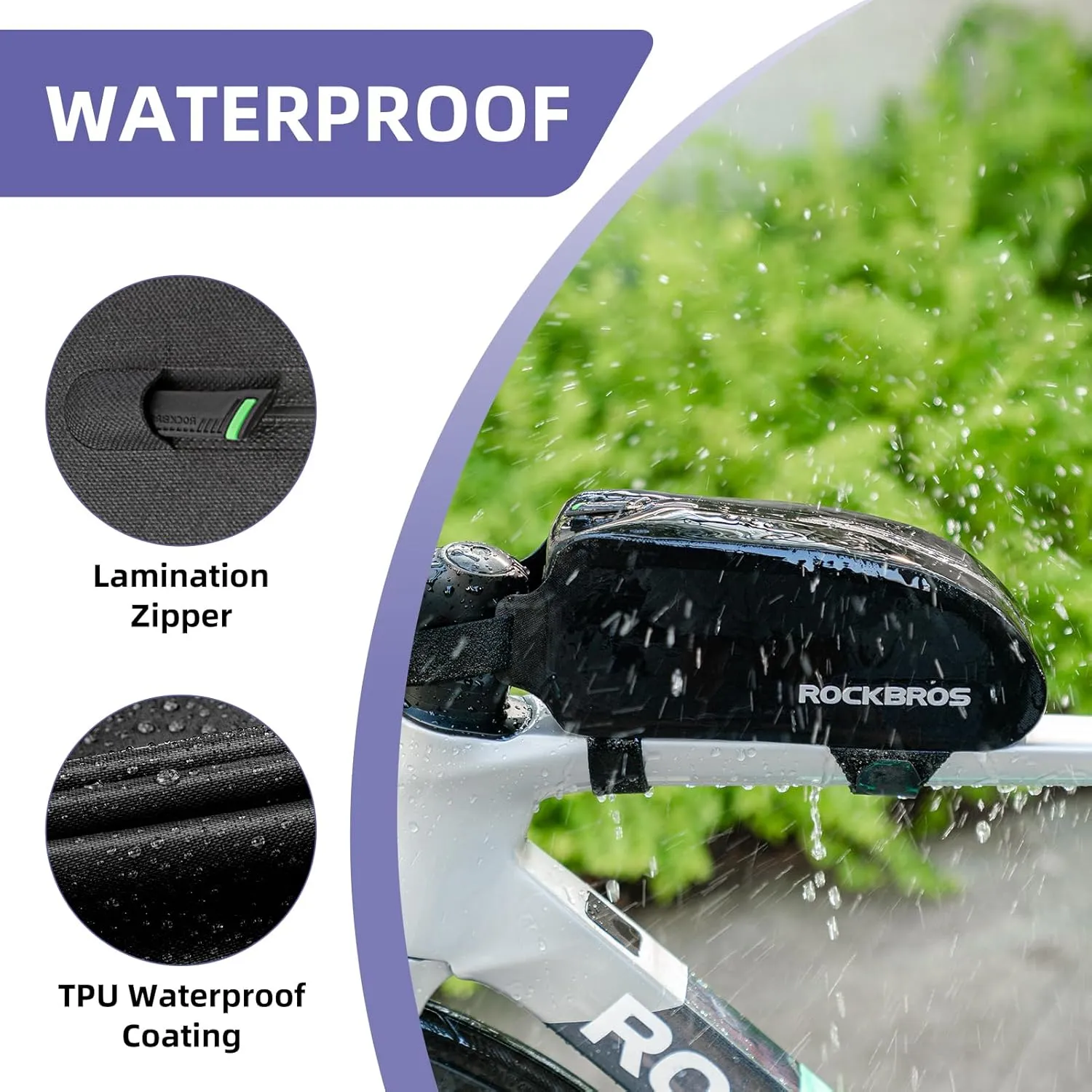 ROCKBROS Bike Top Tube Bag Bicycle Front Frame Bag Waterproof Bike Pouch Pack Bike Phone Bag Cycling Accessories Pouch for Mountain Road Bike Large