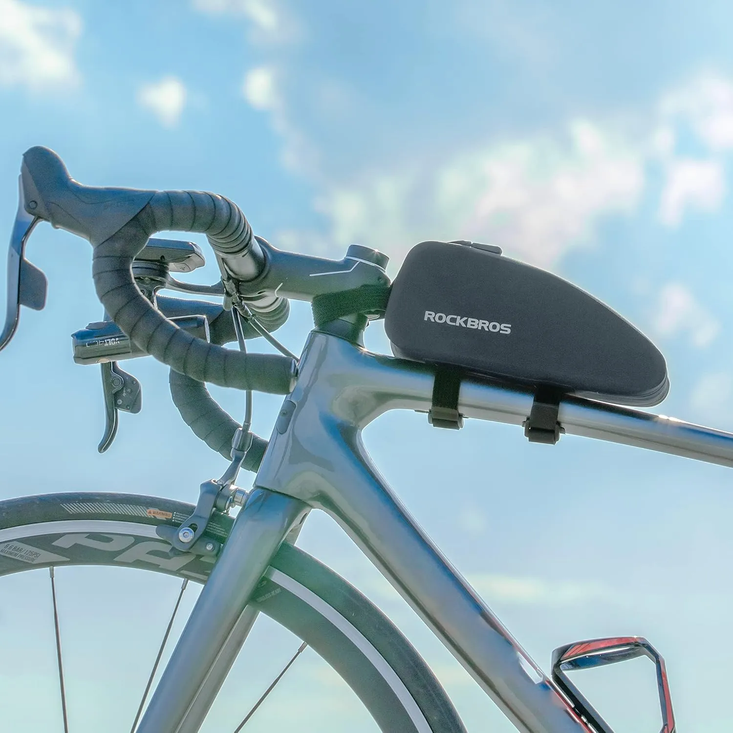 ROCKBROS Top Tube Bike Frame Bag - Waterproof, Two Zipper Pockets, Pouch for Bicycles