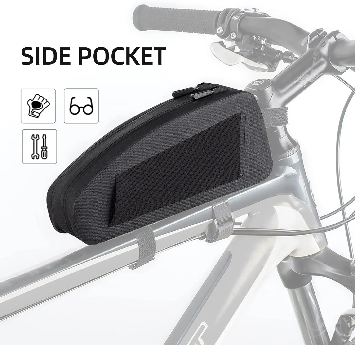 ROCKBROS Top Tube Bike Frame Bag - Waterproof, Two Zipper Pockets, Pouch for Bicycles
