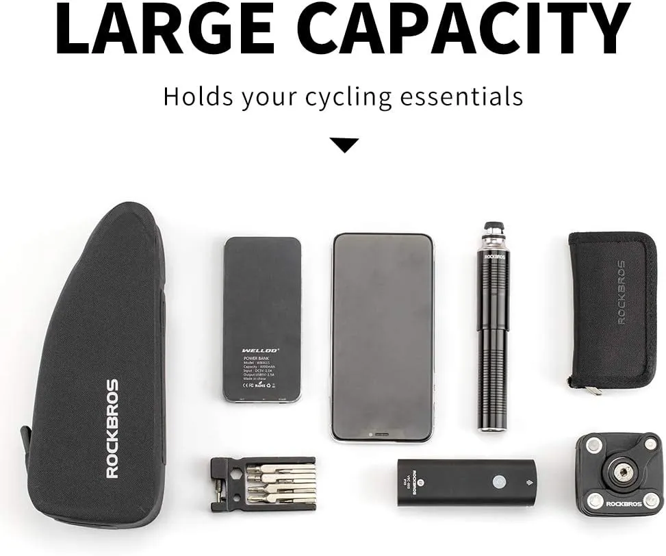ROCKBROS Top Tube Bike Frame Bag - Waterproof, Two Zipper Pockets, Pouch for Bicycles