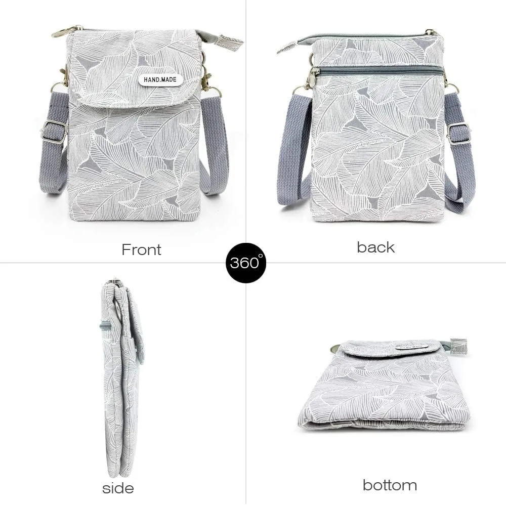 Roomy Cell Phone Purse Wallet Canvas Small Crossbody Purse Bags with Shoulder Strap For Women teen girlsl